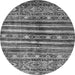 Round Machine Washable Abstract Gray Modern Rug, wshabs485gry