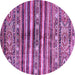 Round Machine Washable Abstract Purple Modern Area Rugs, wshabs485pur