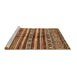 Sideview of Machine Washable Abstract Brown Modern Rug, wshabs485brn