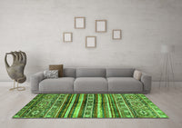 Machine Washable Abstract Green Modern Rug, wshabs485grn