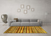 Machine Washable Abstract Yellow Modern Rug in a Living Room, wshabs485yw