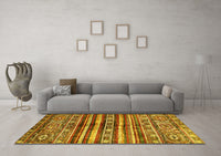 Machine Washable Abstract Yellow Modern Rug, wshabs485yw