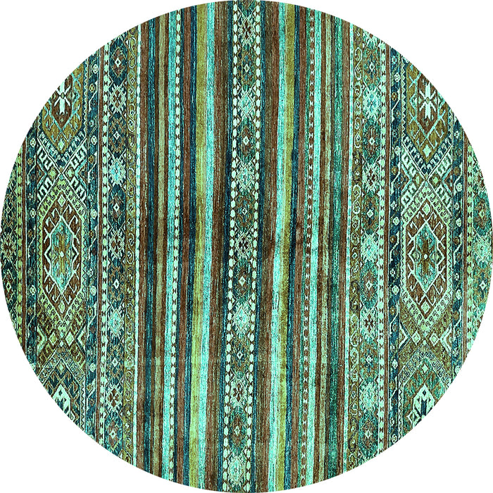 Round Abstract Turquoise Modern Rug, abs485turq