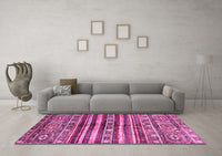 Machine Washable Abstract Pink Modern Rug, wshabs485pnk