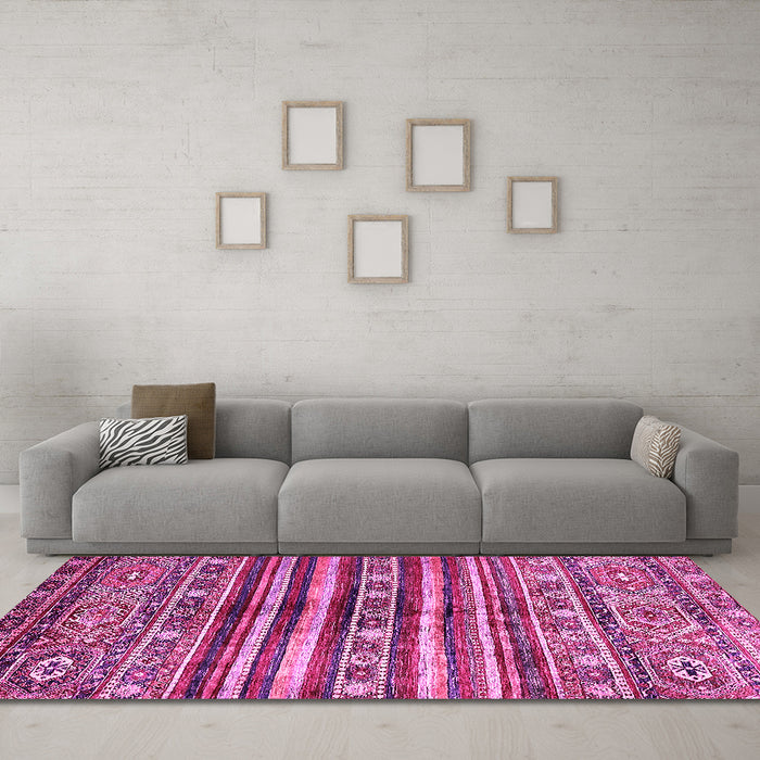 Machine Washable Abstract Pink Modern Rug in a Living Room, wshabs485pnk