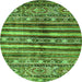 Round Abstract Green Modern Rug, abs485grn