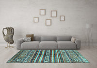 Machine Washable Abstract Light Blue Modern Rug, wshabs485lblu