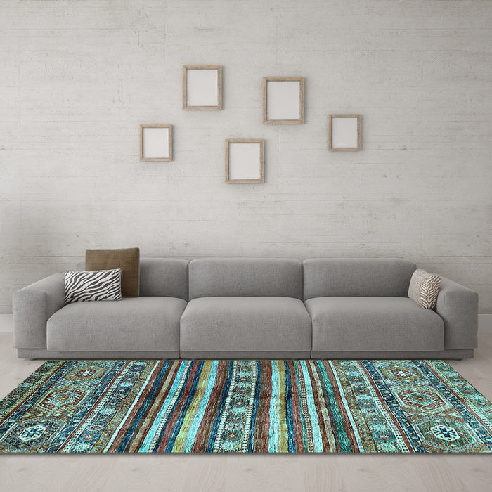 Machine Washable Abstract Light Blue Modern Rug in a Living Room, wshabs485lblu