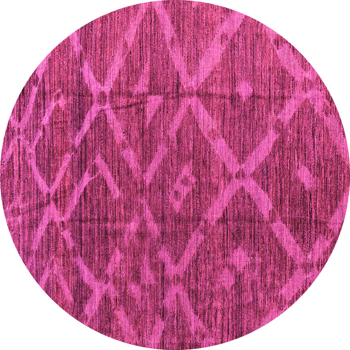 Round Machine Washable Abstract Pink Modern Rug, wshabs4860pnk