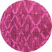 Round Machine Washable Abstract Pink Modern Rug, wshabs4860pnk