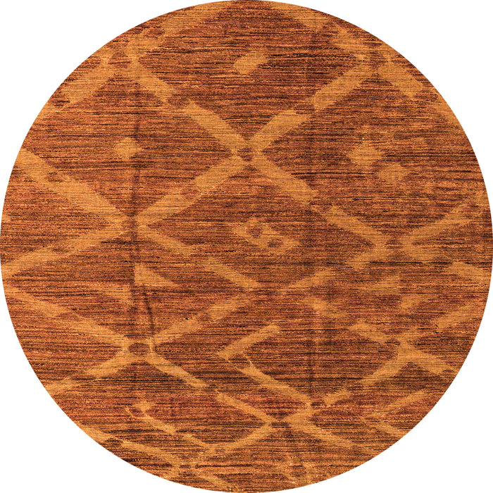 Round Machine Washable Abstract Orange Modern Area Rugs, wshabs4860org