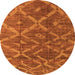 Round Machine Washable Abstract Orange Modern Area Rugs, wshabs4860org