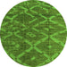 Round Abstract Green Modern Rug, abs4860grn