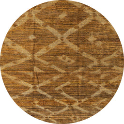 Round Machine Washable Abstract Orange Rug, wshabs4860