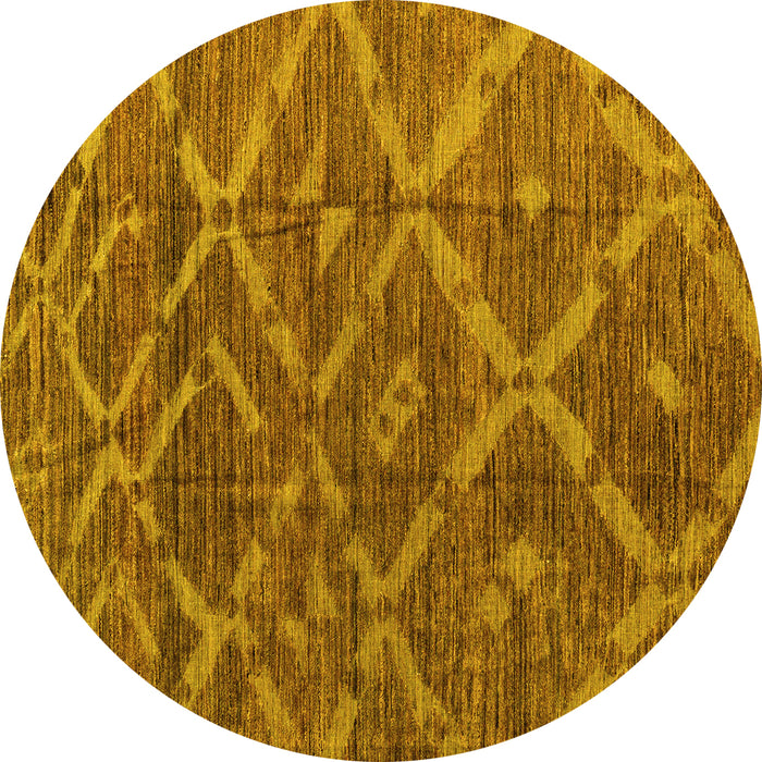 Round Abstract Yellow Modern Rug, abs4860yw