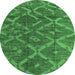 Round Abstract Emerald Green Modern Rug, abs4860emgrn