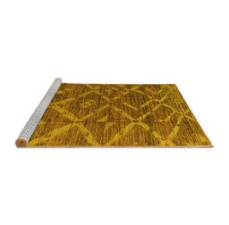 Sideview of Machine Washable Abstract Yellow Modern Rug, wshabs4860yw