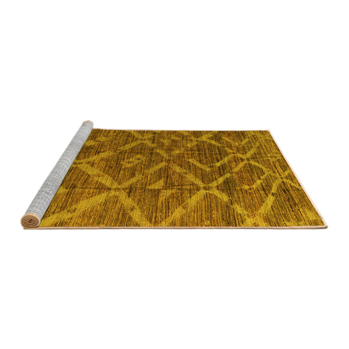 Sideview of Machine Washable Abstract Yellow Modern Rug, wshabs4860yw