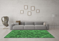 Machine Washable Abstract Emerald Green Modern Rug, wshabs4860emgrn