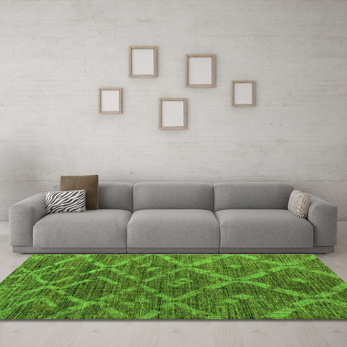 Machine Washable Abstract Green Modern Area Rugs in a Living Room,, wshabs4860grn
