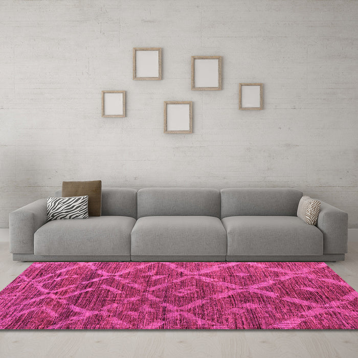 Machine Washable Abstract Pink Modern Rug in a Living Room, wshabs4860pnk