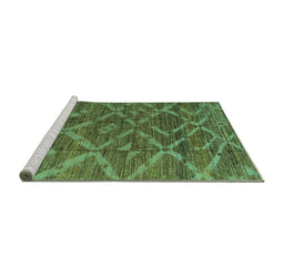 Sideview of Machine Washable Abstract Turquoise Modern Area Rugs, wshabs4860turq