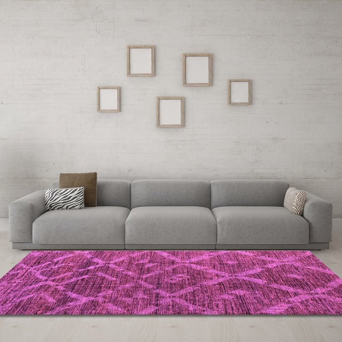 Machine Washable Abstract Purple Modern Area Rugs in a Living Room, wshabs4860pur