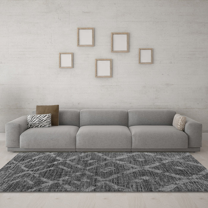 Machine Washable Abstract Gray Modern Rug in a Living Room,, wshabs4860gry