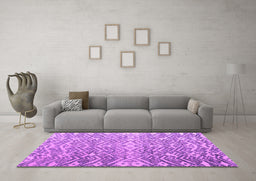 Machine Washable Abstract Purple Modern Area Rugs in a Living Room, wshabs4861pur