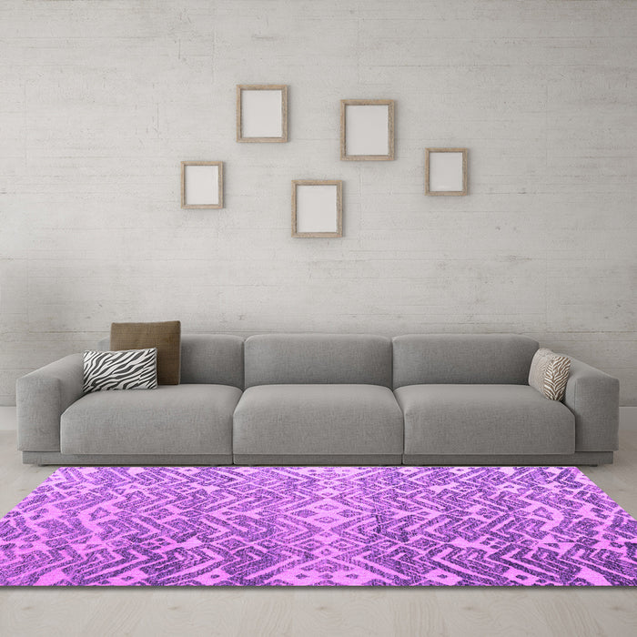 Machine Washable Abstract Purple Modern Area Rugs in a Living Room, wshabs4861pur