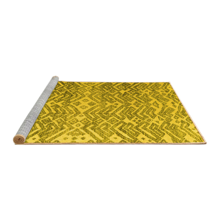 Sideview of Machine Washable Abstract Yellow Modern Rug, wshabs4861yw