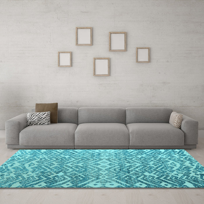 Machine Washable Abstract Light Blue Modern Rug in a Living Room, wshabs4861lblu