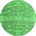 Round Machine Washable Abstract Emerald Green Modern Area Rugs, wshabs4861emgrn