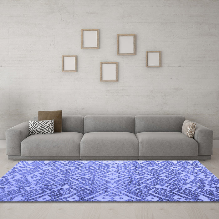 Machine Washable Abstract Blue Modern Rug in a Living Room, wshabs4861blu