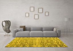 Machine Washable Abstract Yellow Modern Rug in a Living Room, wshabs4861yw