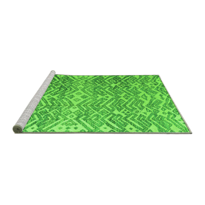 Sideview of Machine Washable Abstract Green Modern Area Rugs, wshabs4861grn