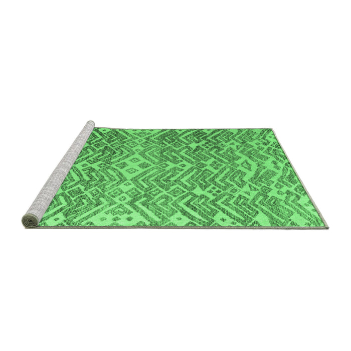 Sideview of Machine Washable Abstract Emerald Green Modern Area Rugs, wshabs4861emgrn