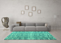 Machine Washable Abstract Turquoise Modern Rug, wshabs4861turq