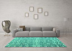 Machine Washable Abstract Turquoise Modern Area Rugs in a Living Room,, wshabs4861turq