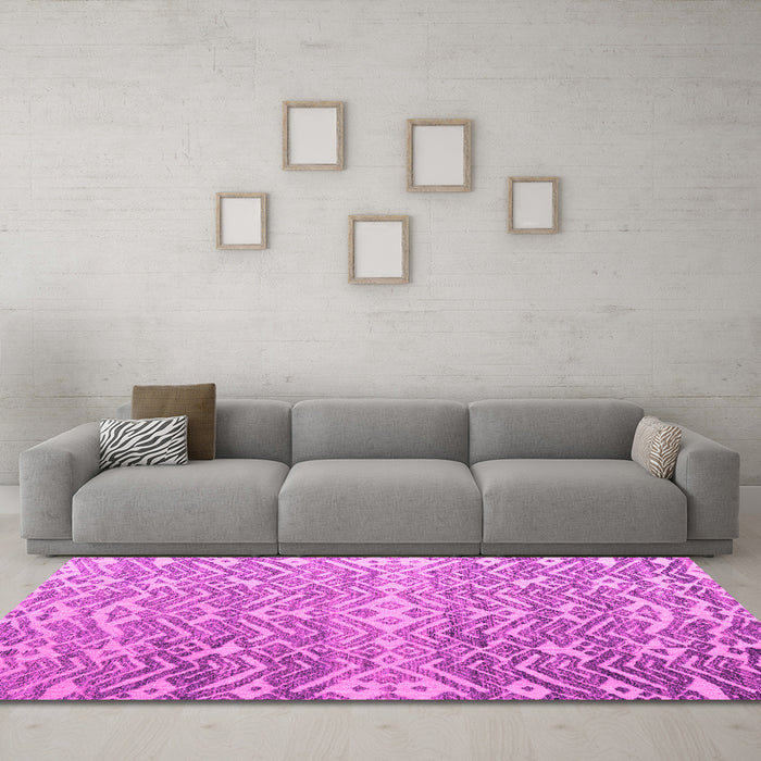 Machine Washable Abstract Pink Modern Rug in a Living Room, wshabs4861pnk