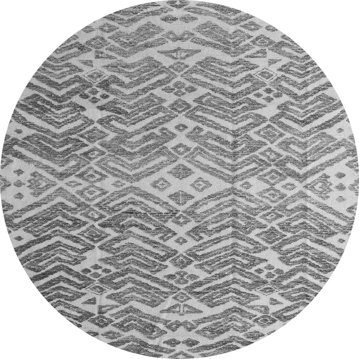 Round Machine Washable Abstract Gray Modern Rug, wshabs4861gry
