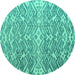 Round Abstract Turquoise Modern Rug, abs4861turq