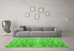 Machine Washable Abstract Green Modern Area Rugs in a Living Room,, wshabs4861grn