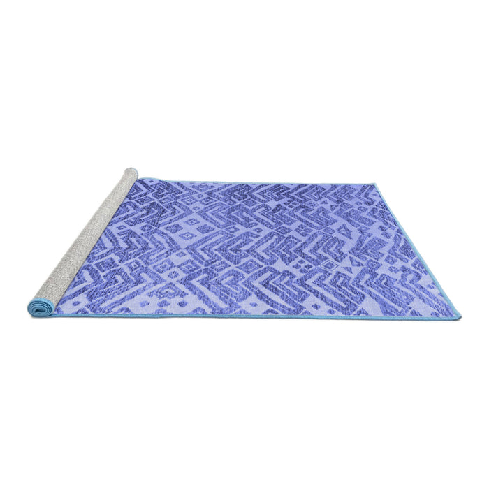 Sideview of Machine Washable Abstract Blue Modern Rug, wshabs4861blu