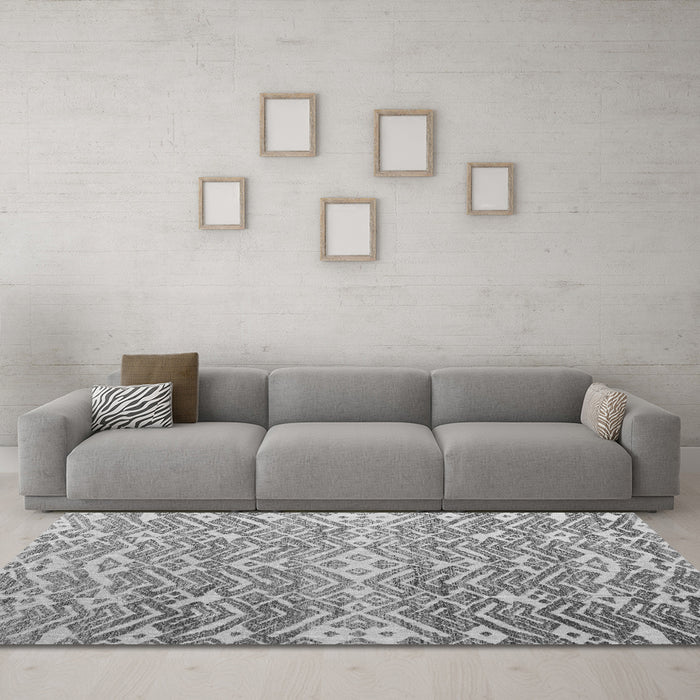 Machine Washable Abstract Gray Modern Rug in a Living Room,, wshabs4861gry