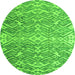 Round Machine Washable Abstract Green Modern Area Rugs, wshabs4861grn