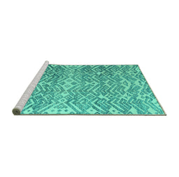 Sideview of Machine Washable Abstract Turquoise Modern Area Rugs, wshabs4861turq