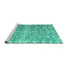 Sideview of Machine Washable Abstract Turquoise Modern Area Rugs, wshabs4861turq