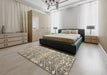 Abstract Army Brown Modern Rug in a Bedroom, abs4861