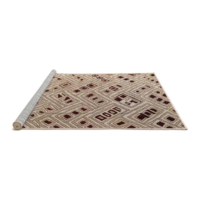 Sideview of Machine Washable Abstract Dark Gold Brown Rug, wshabs4862